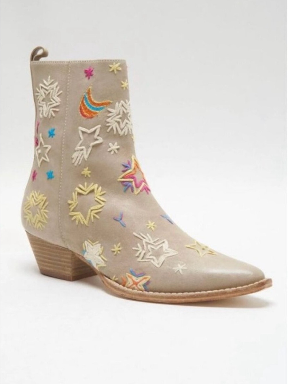 NWOT Free People Bowers Embroidered Western Ankle Boots in Stone Size EU 41